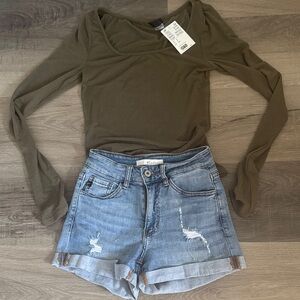 Olive Long Sleeve Women's Top size S and jens short size:0